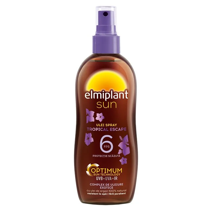 Ulei spray pentru bronzare accelerata SPF 6 Tropical Escape, 150ml, Elmiplant
