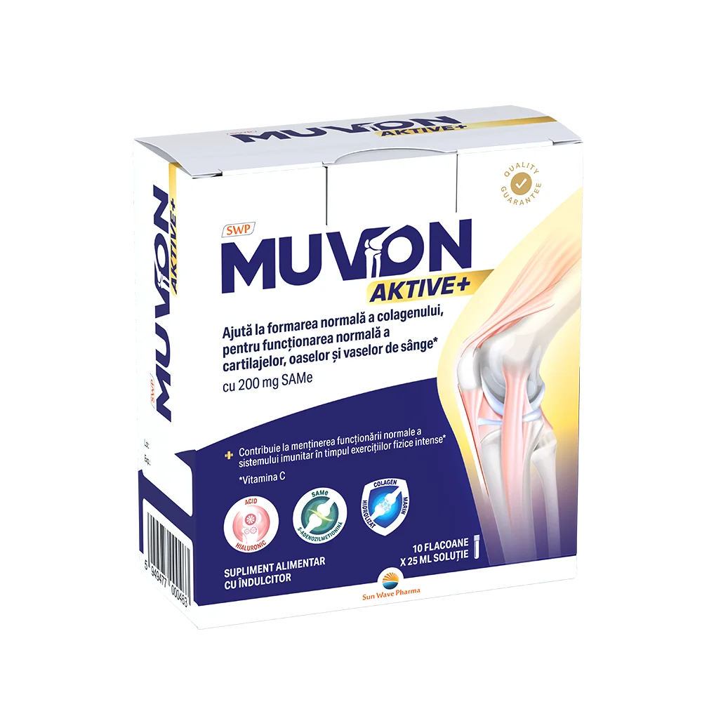 Supliment alimentar pentru articulatii Muvon Aktive Plus, 10 fiole, Sun Wave Pharma