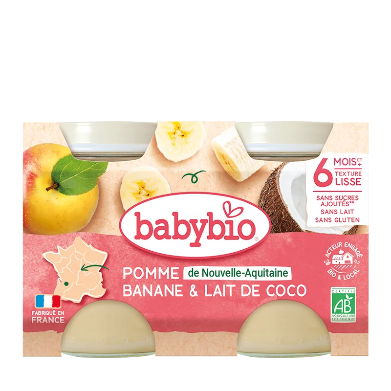 Desert din mere, banane si cocos, 2 x 130g, BabyBio