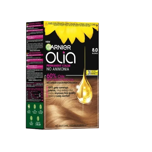 Vopsea de par permanenta fara amoniac 8.0 Blonde Olia, 174ml, Garnier