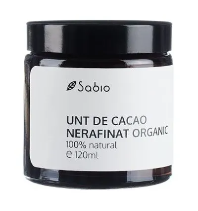 Unt de cacao nerafinat organic, 120ml, Sabio