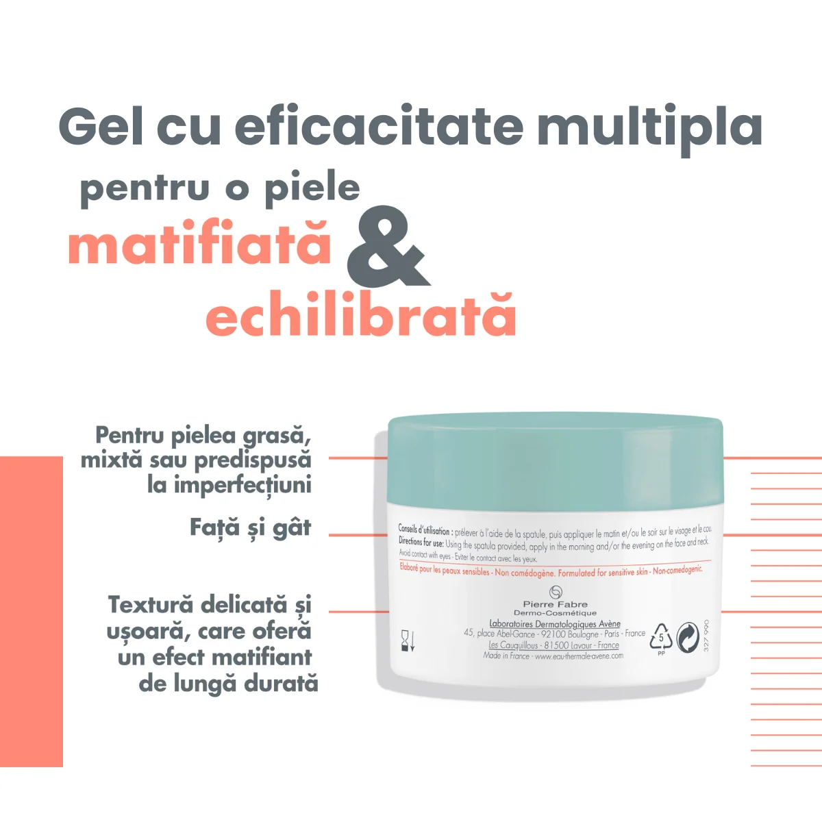Aqua-gel matifiant Cleanance, 50ml, Avene
