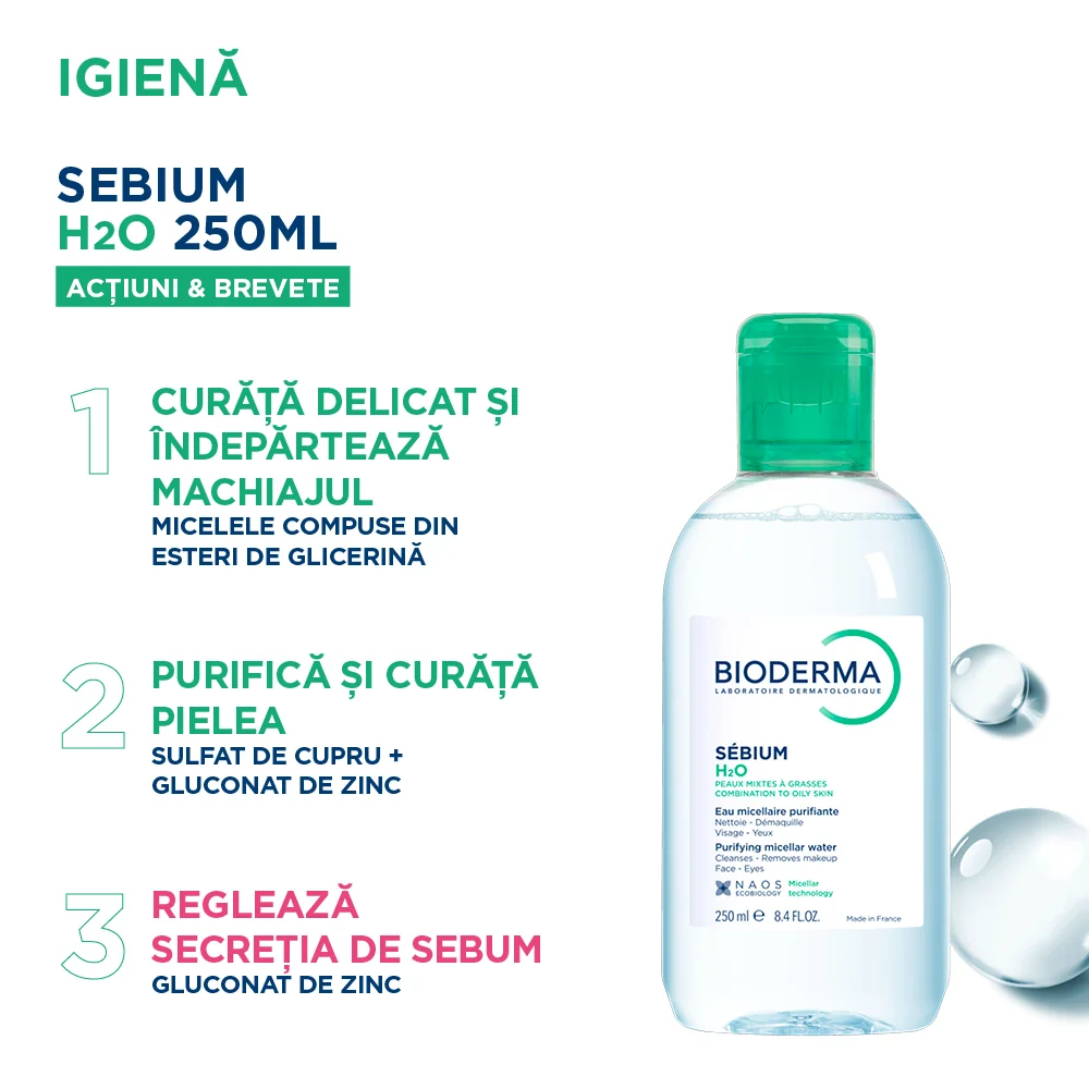 Solutie micelara Sebium H2O, 250ml, Bioderma
