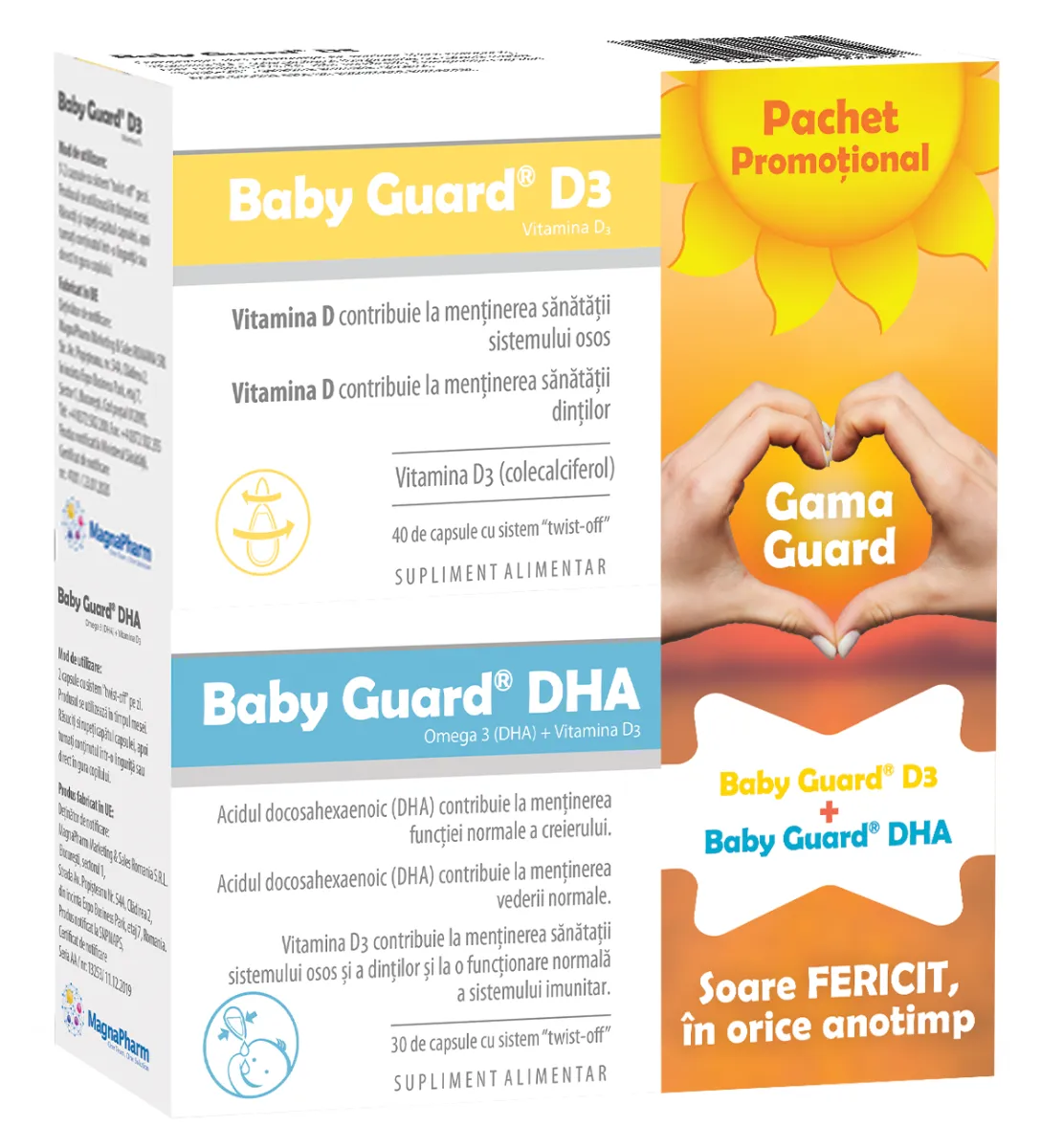 Pachet Baby Guard D3 40 capsule + Baby Guard DHA 30 capsule, Evital