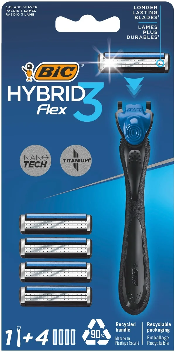 Pachet Aparat de ras Flex 3 1 bucata + Rezerve 3 bucati, BIC
