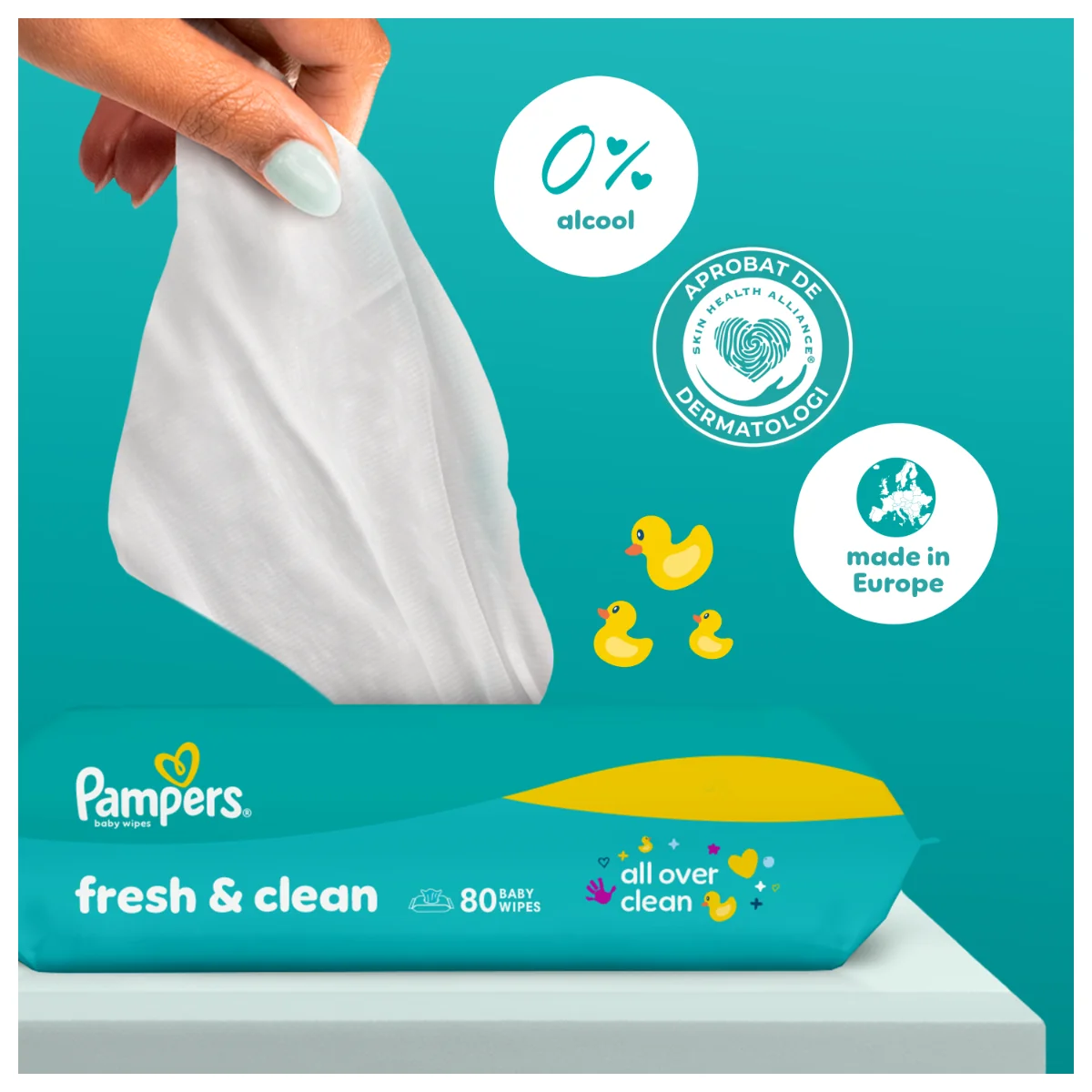 Servetele umede Fresh Clean, 80 bucati, Pampers 