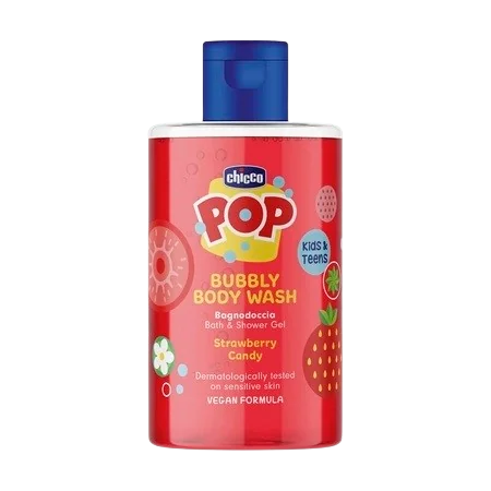 Gel de dus spumant cu aroma de bomboane cu capsuni POP, 300ml, Chicco