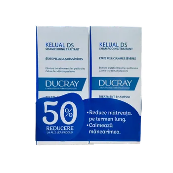 Pachet Sampon tratament pentru reducerea matretii si a mancarimii Kelual DS 1 + 50% reducere la al doilea produs, 2 x 100ml, Ducray 