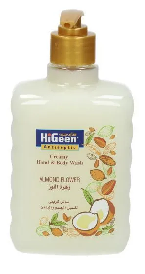 Gel de dus cremos antiseptic pentru maini si corp Almond Flower, 500ml, HiGeen