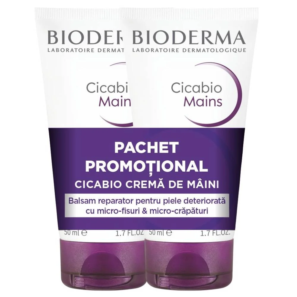 Pachet Crema de maini Cicabio, 2 x 50ml, Bioderma