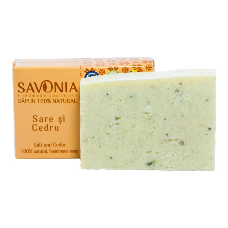 Sapun natural pentru maini si corp Sare si Cedru, 90g, Savonia