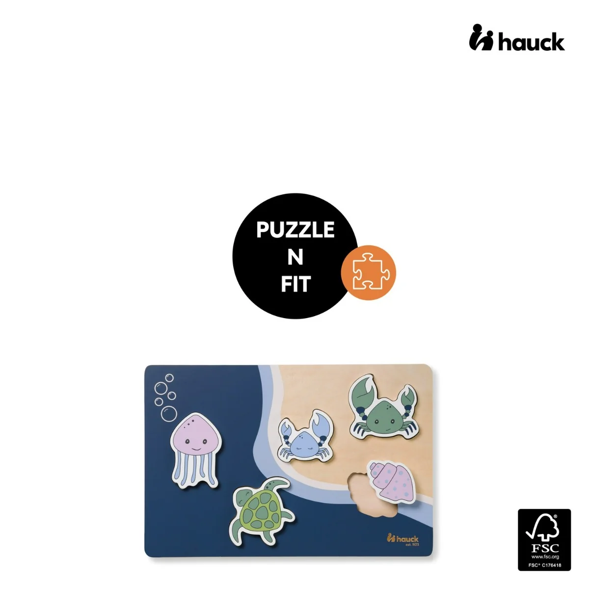 Puzzle Mare din lemn certificat FSC, 1 bucata, Hauck 