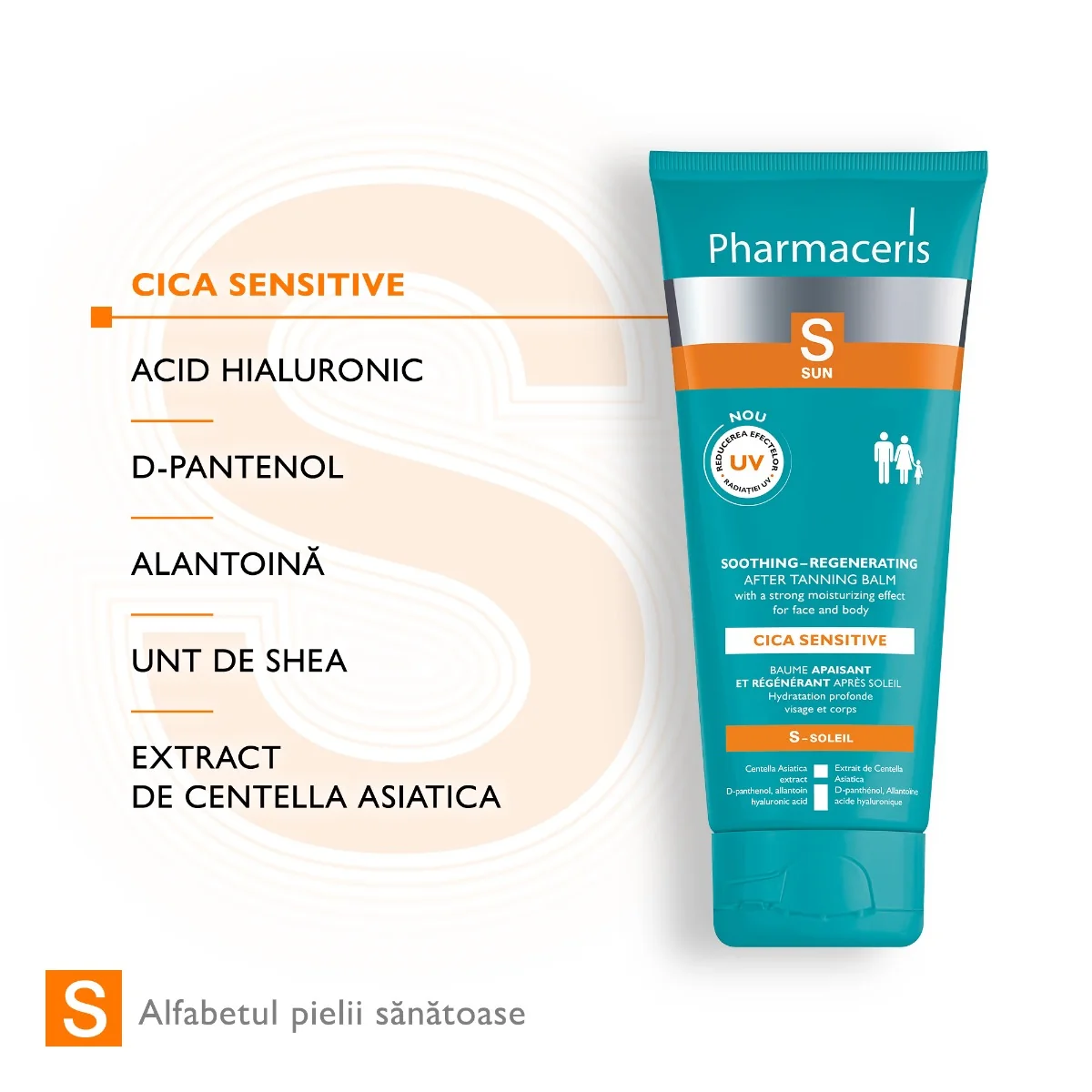 Balsam calmant si regenerant dupa plaja Cica Sensitive, 200ml, Pharmaceris