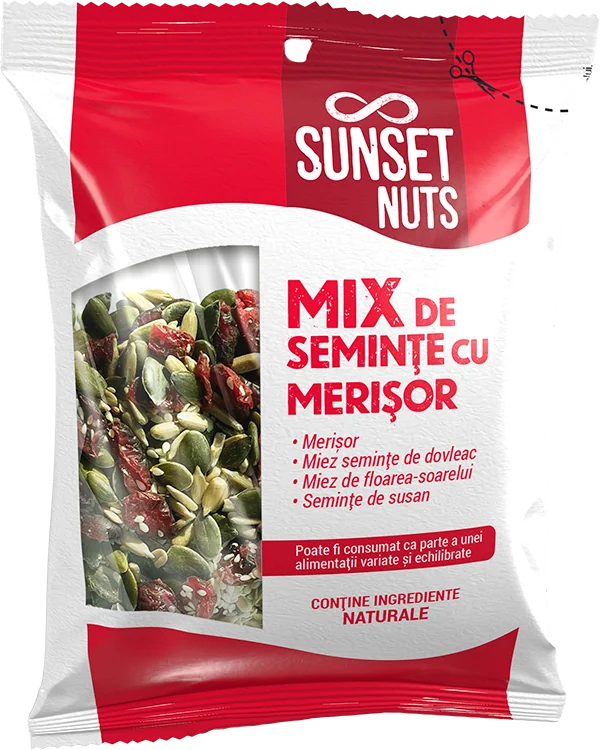 Mix seminte cu merisor, 50g, Sunset Nuts