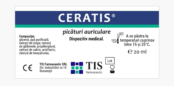 Ceratis picaturi auriculare, 20ml, Tis Farmaceutic