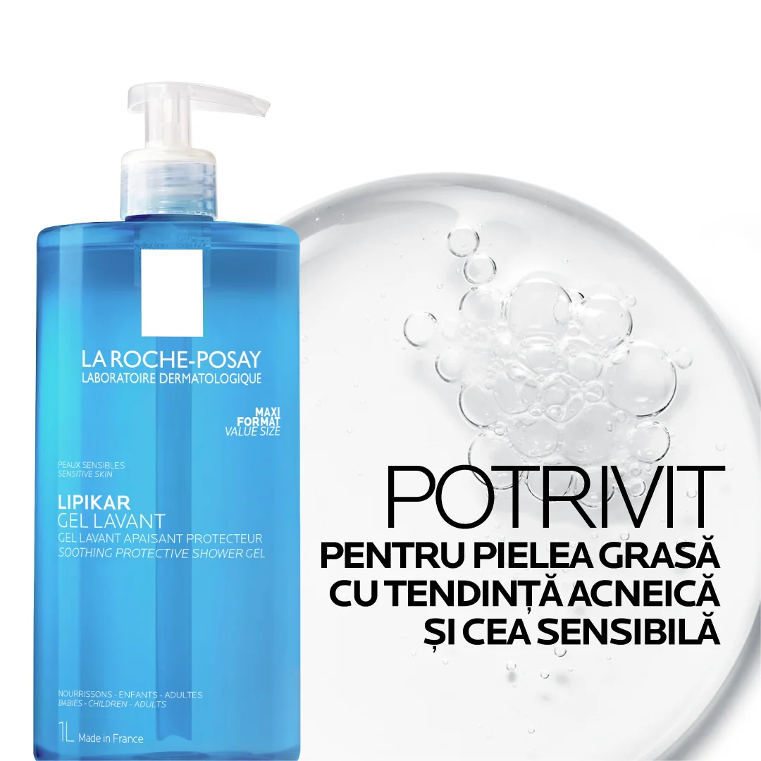 Gel de curatare pentru piele sensibila bebelusi copii si adulti Lipikar, 1000ml, La Roche-Posay