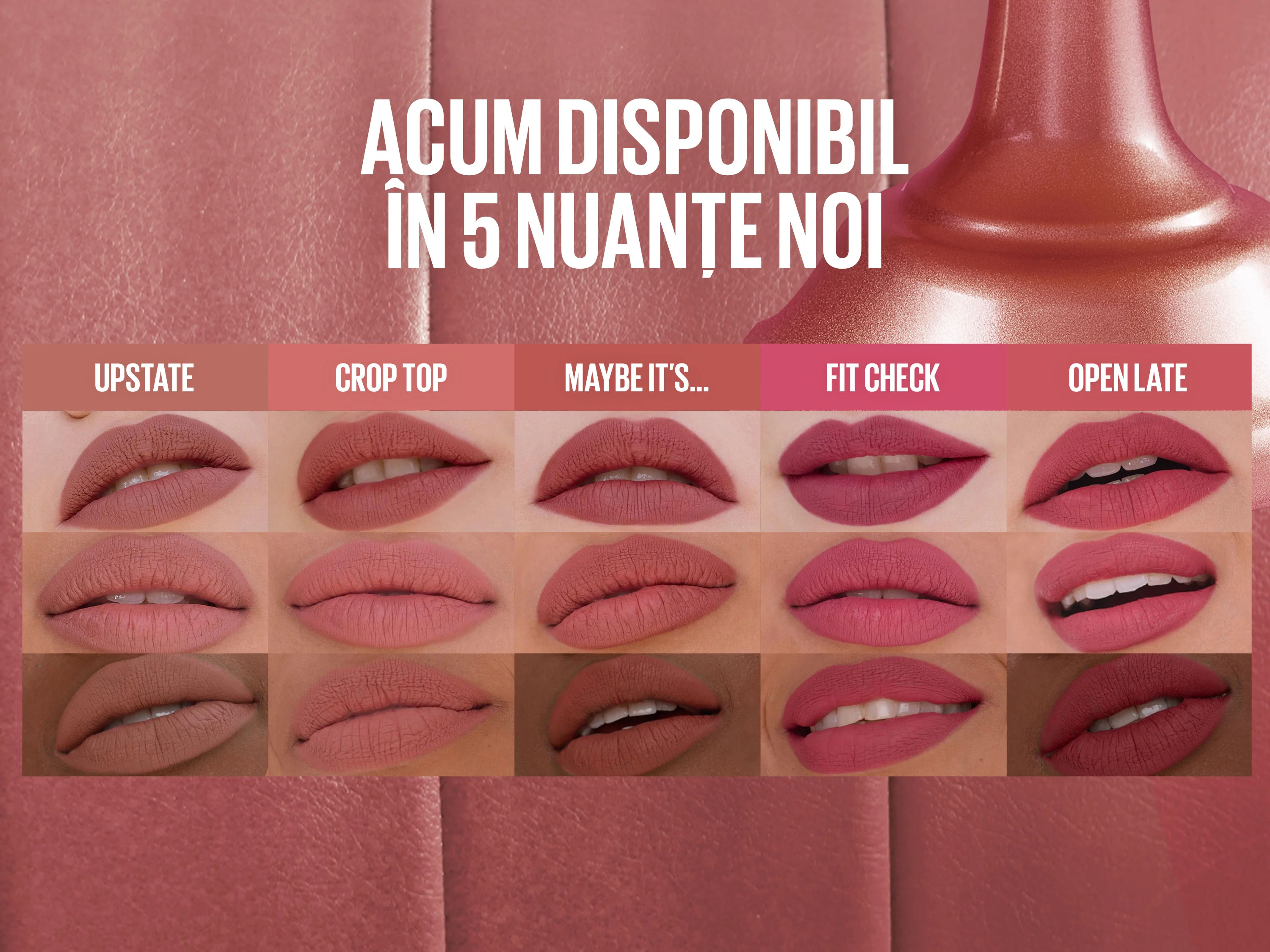 Rujuri Maybelline Lifter Liner, nuante noi, comparatie culori aplicate pe buze. Rujuri Maybelline Lifter Liner, nuante noi, comparatie culori aplicate pe buze.