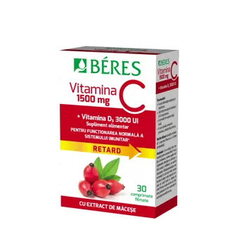 Vitamina C 1500mg + Vitamina D3 3000 UI, 30 comprimate, Beres 