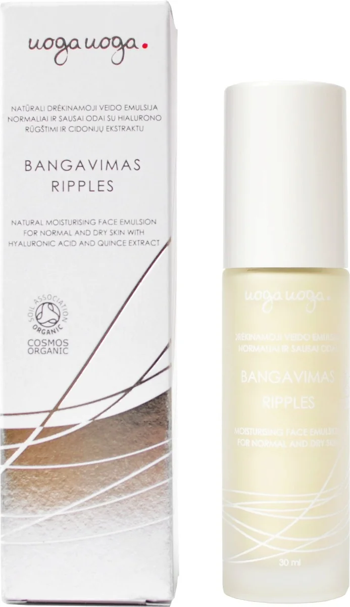 Emulsie hidratanta vegana pentru ten normal si uscat Ripples, 30ml , Uoga Uoga
