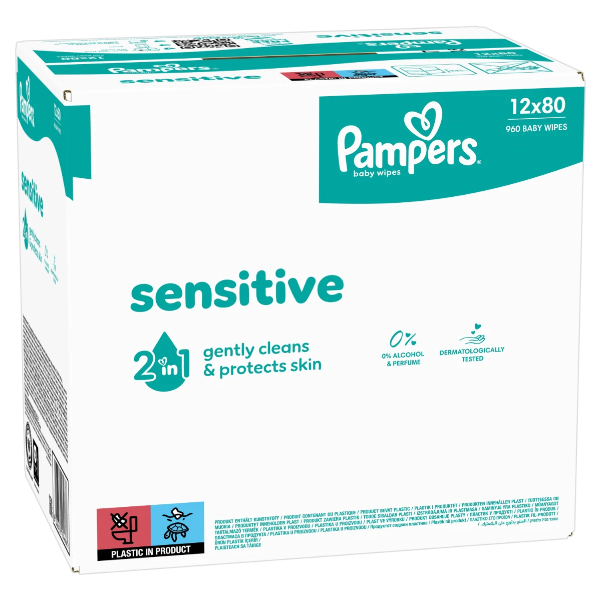 Servetele umede Sensitive, 960 bucati, Pampers 