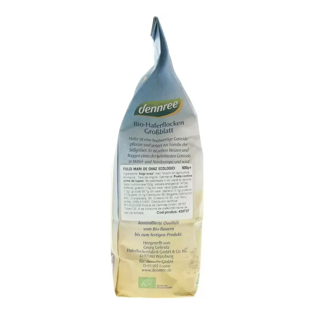 Fulgi mari de ovaz Eco, 500g, Dennree