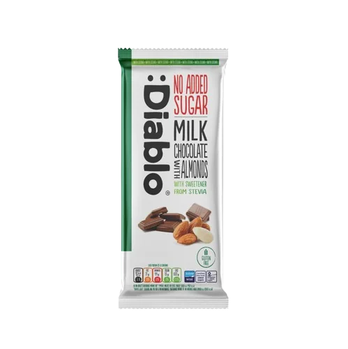 Ciocolata cu lapte si migdale fara zahar, 75g, Diablo