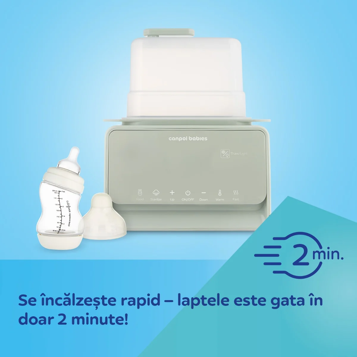 Incalzitor biberoane si sterilizator cu termostat si lampa de veghe 12/218, 1 bucata, Canpol babies