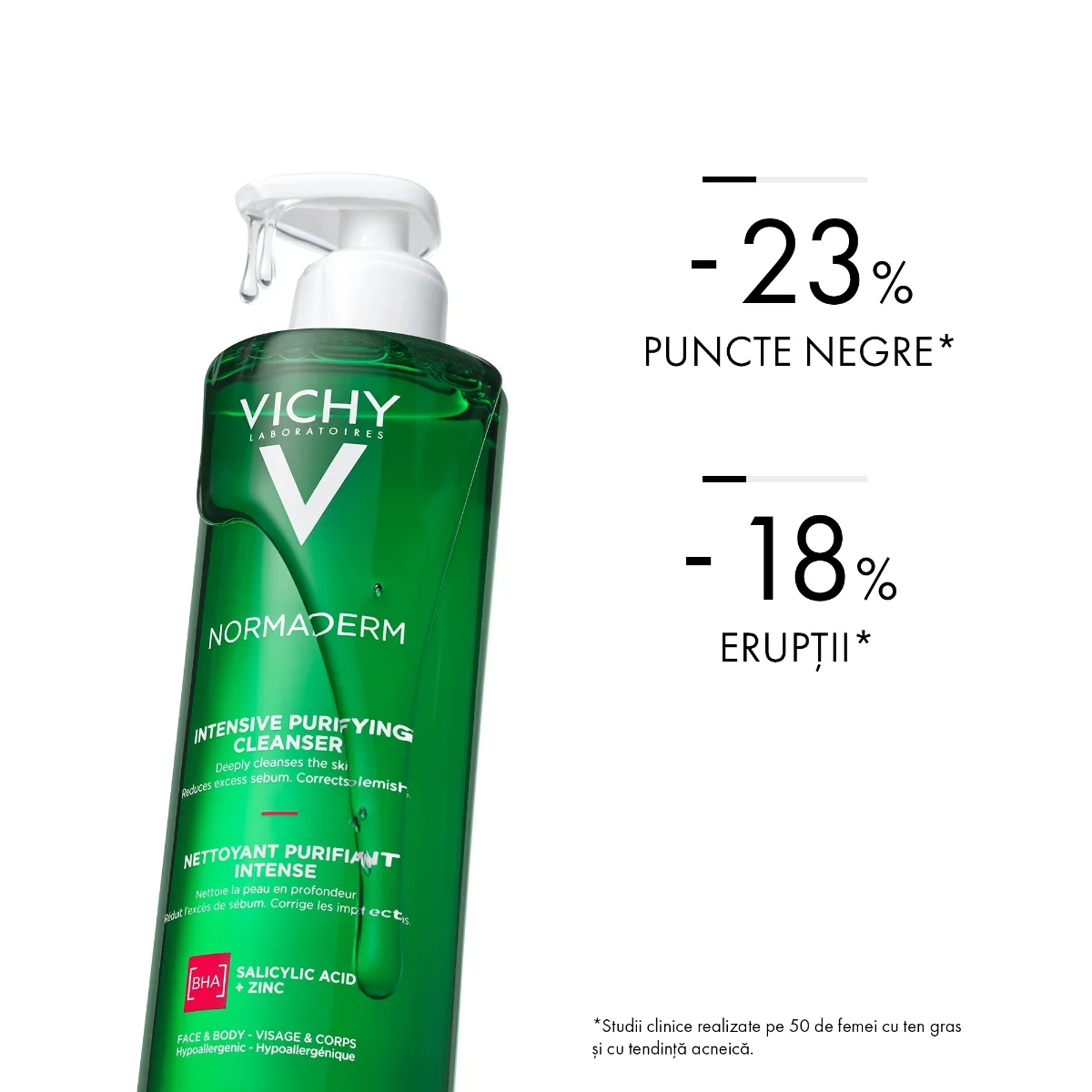 Gel de curatare purifiant pentru ten gras cu tendinta acneica Normaderm, 400ml, Vichy