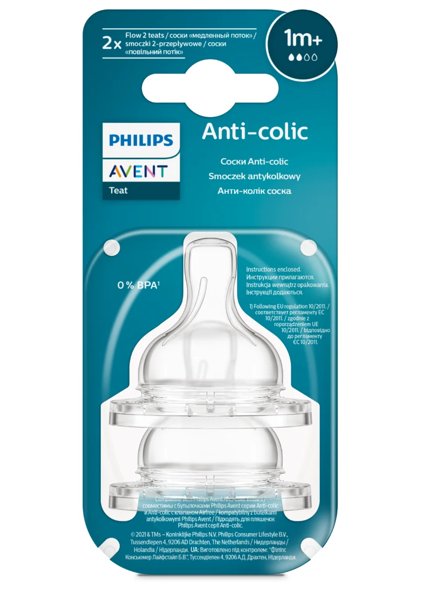 Set tetine cu debit lent pentru +1 luni Classic SCY762/02, 2 bucati, Philips Avent