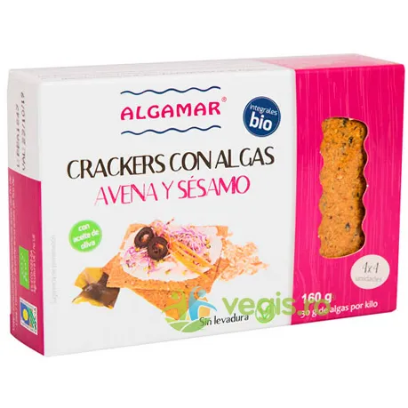 Crackers cu ovaz, susan si alge marine Bio, 160g, Algamar