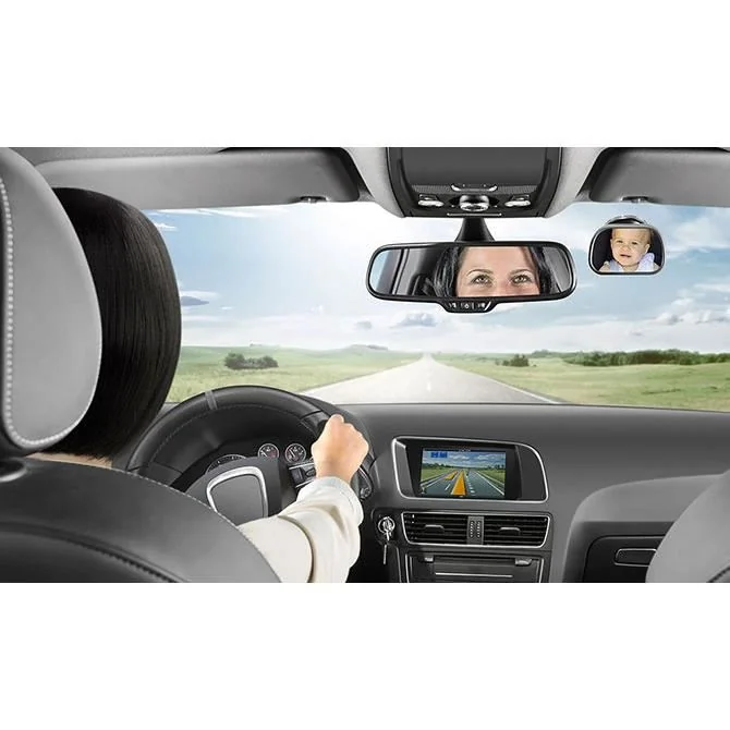 Oglinda auto cu led si prindere pe tetiera pentru monitorizare bebelusi 86101, 1 bucata, Reer