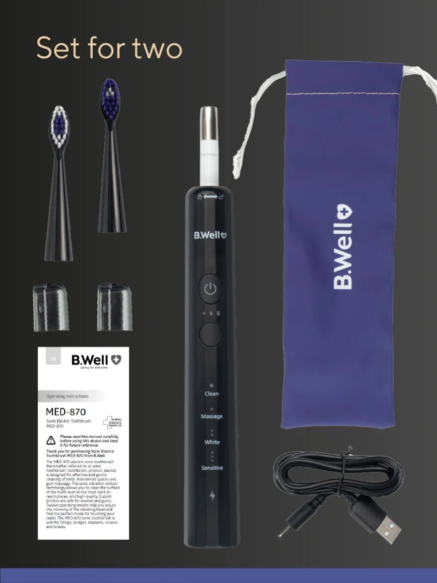 Periuta de dinti electrica MED-870 Negru, 1 bucata, B.Well