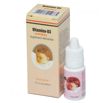 Vitamina D3 picaturi, 10ml, Natural Pharmaceuticals 