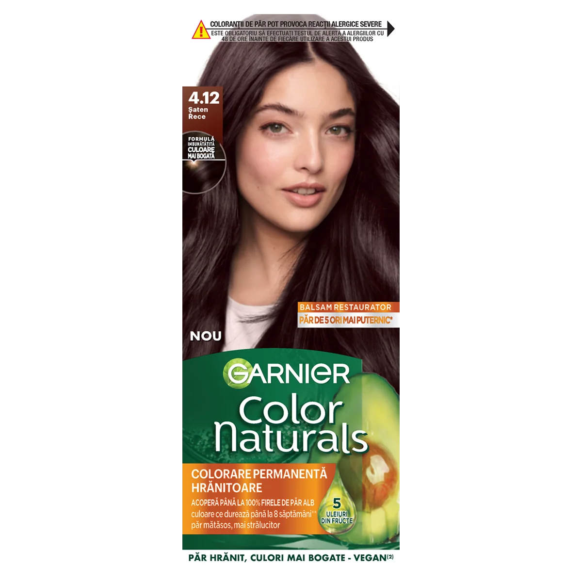 Vopsea de par permanenta Color Naturals 4.12 Saten Rece, 112ml, Garnier