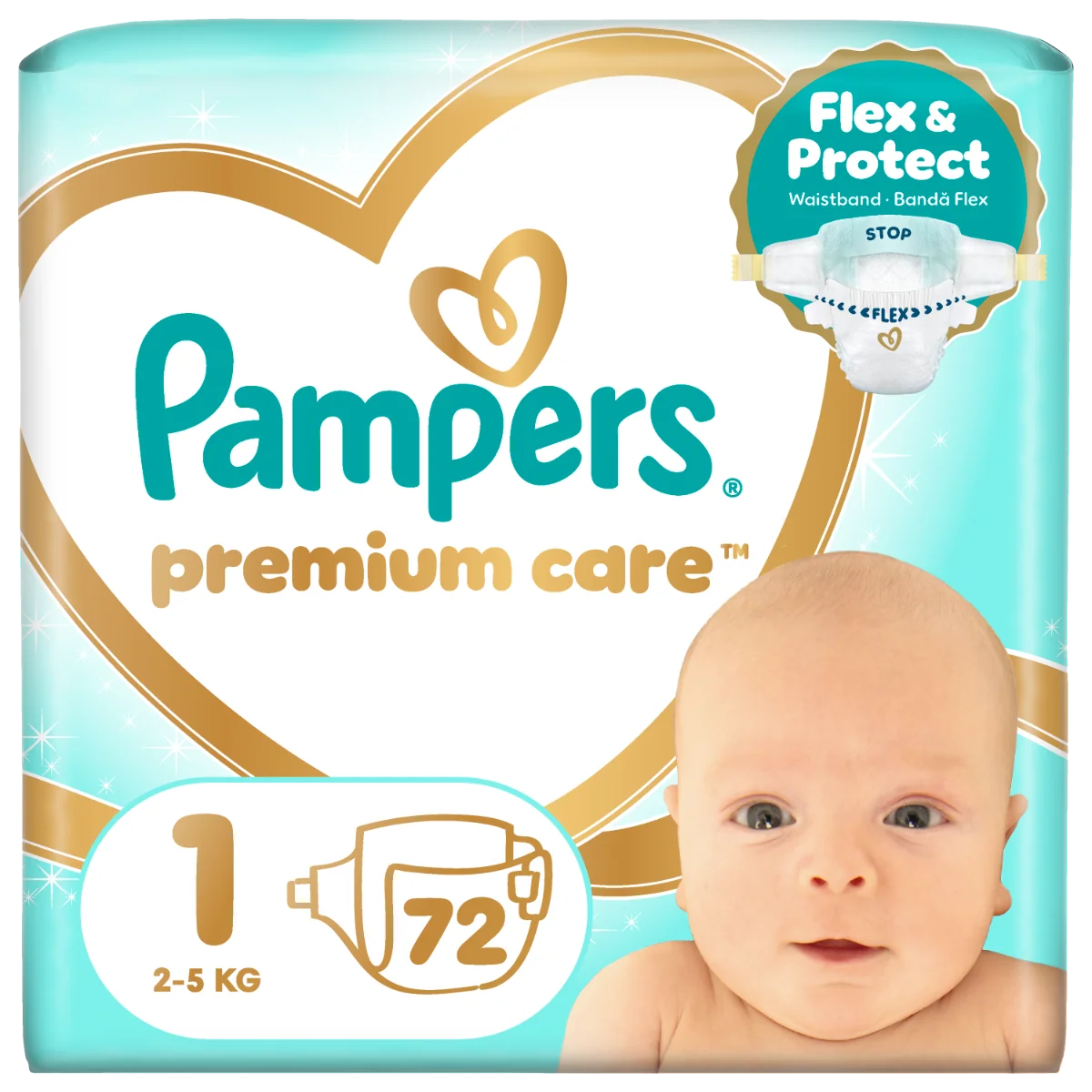 Scutece Premium Care Nr.1 pentru 2-5 kg, 72 bucati, Pampers
