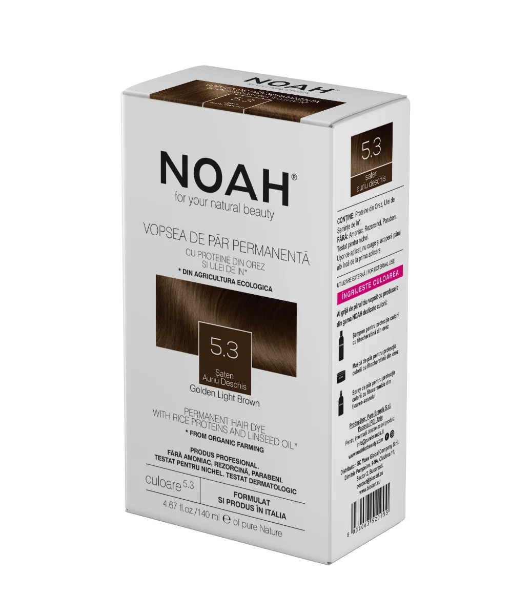 Vopsea de par naturala Saten auriu deschis (5.3), 140ml, Noah