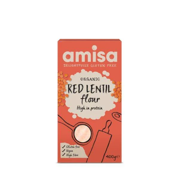 Faina de linte rosie fara gluten Bio, 400g, Amisa
