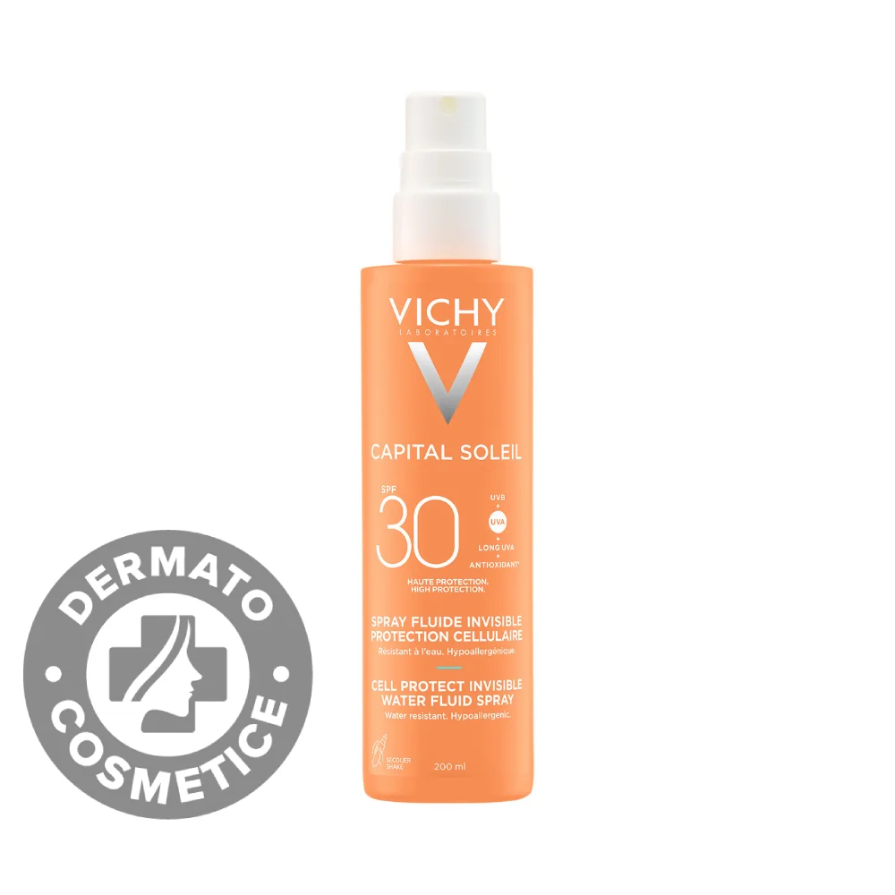Fluid invizibil cu protectie solara SPF 30 pentru fata si corp Capital Soleil Cell Protect, 200ml, Vichy
