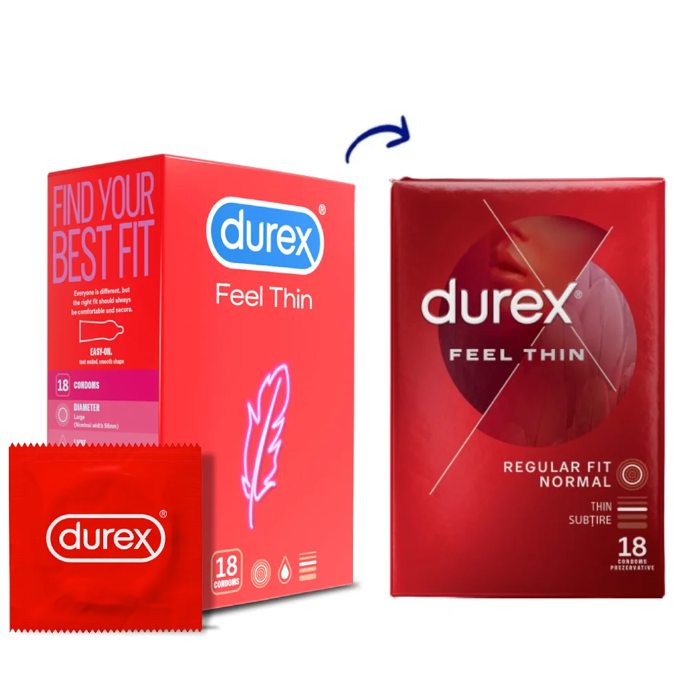 Prezervative Feel Thin, 18 bucati, Durex