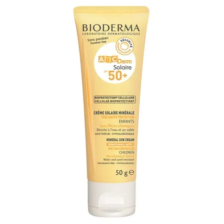 Crema protectie solara ABCDerm Solaire SPF 50+ de la 0 luni, 50g, Bioderma