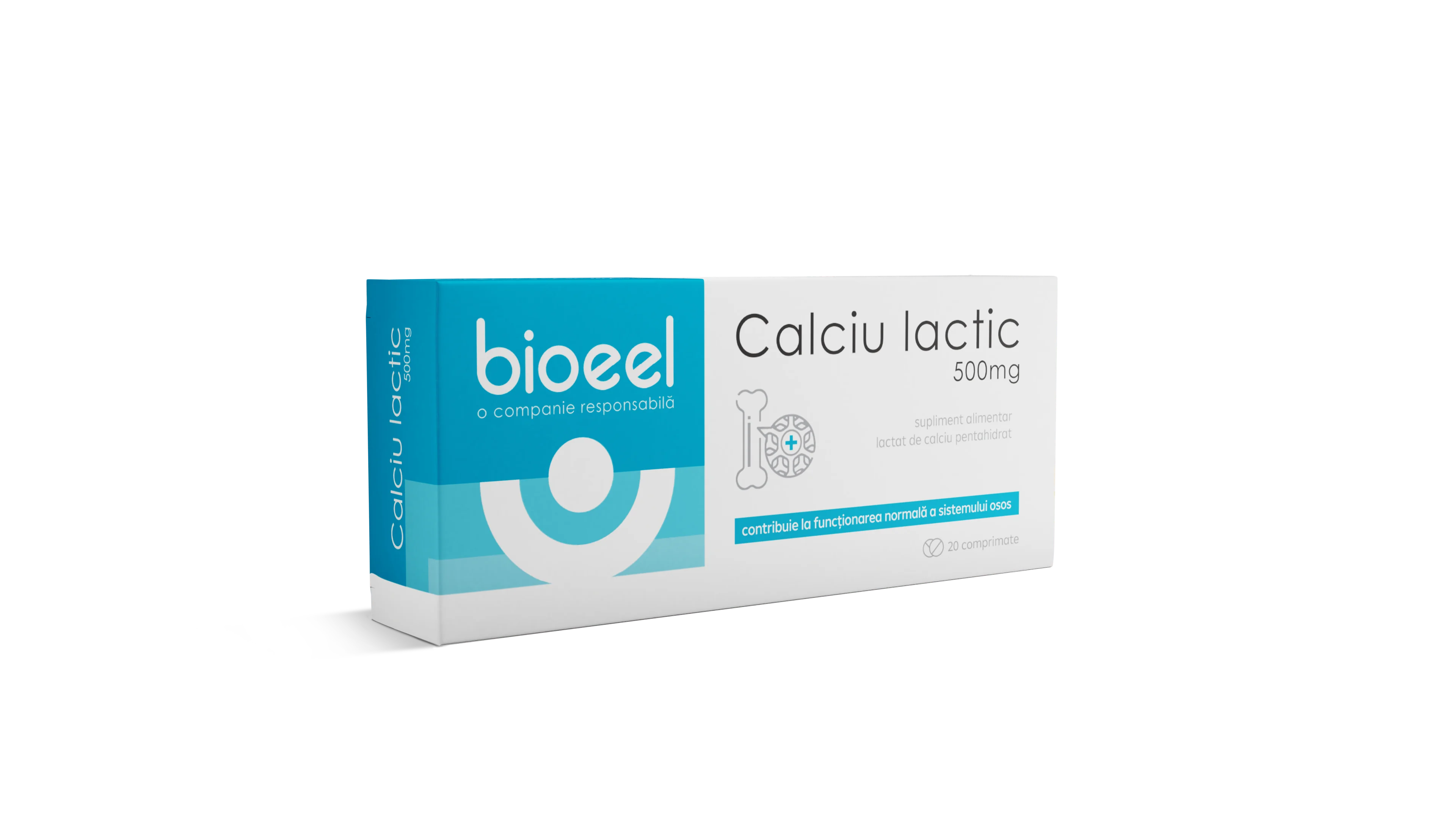 Calciu lactic 500mg, 20 comprimate, Bioeel