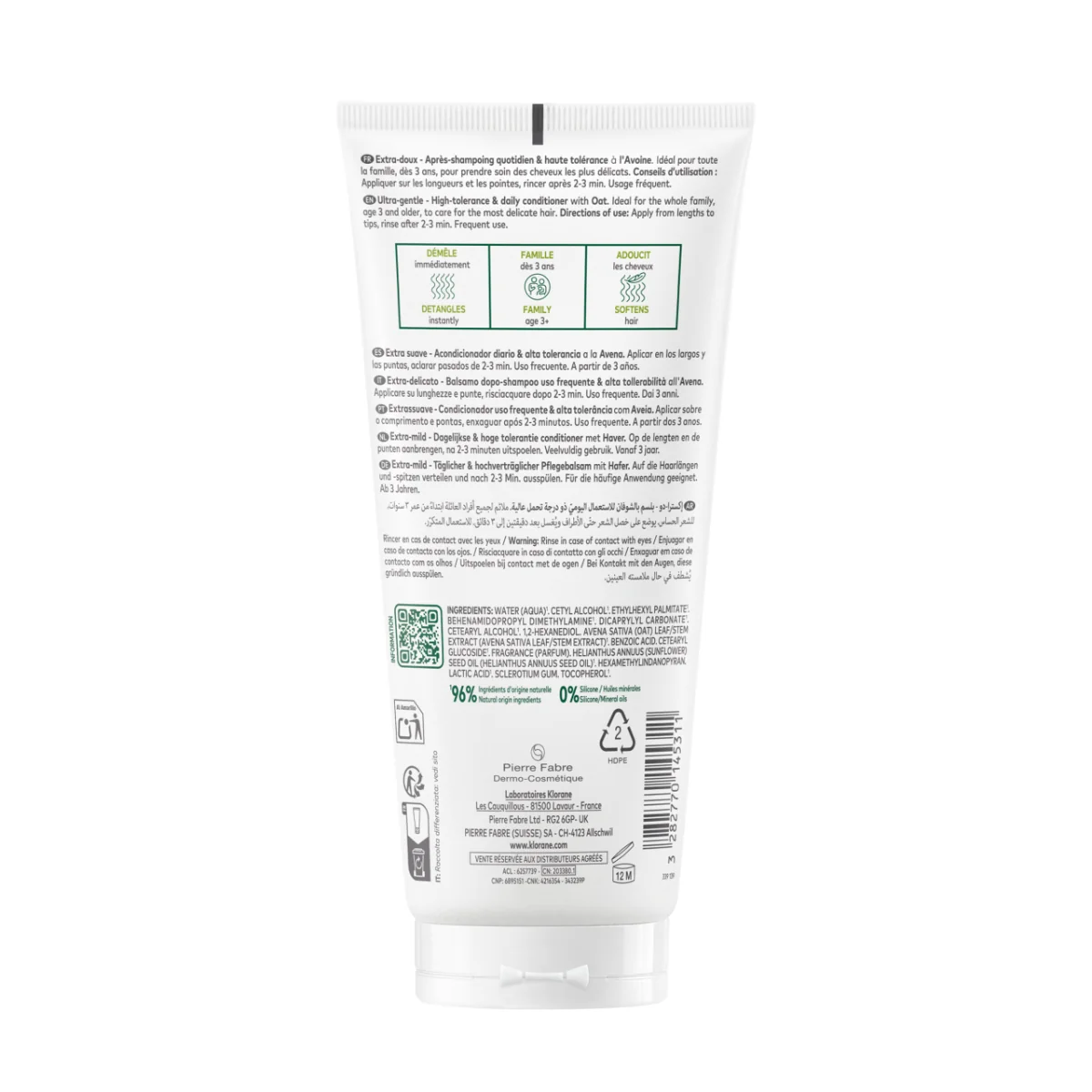 Balsam par cu lapte de ovaz pentru utilizare frecventa, 200 ml, Klorane