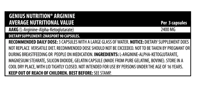 Arginina AKG, 90 capsule, Genius Nutrition