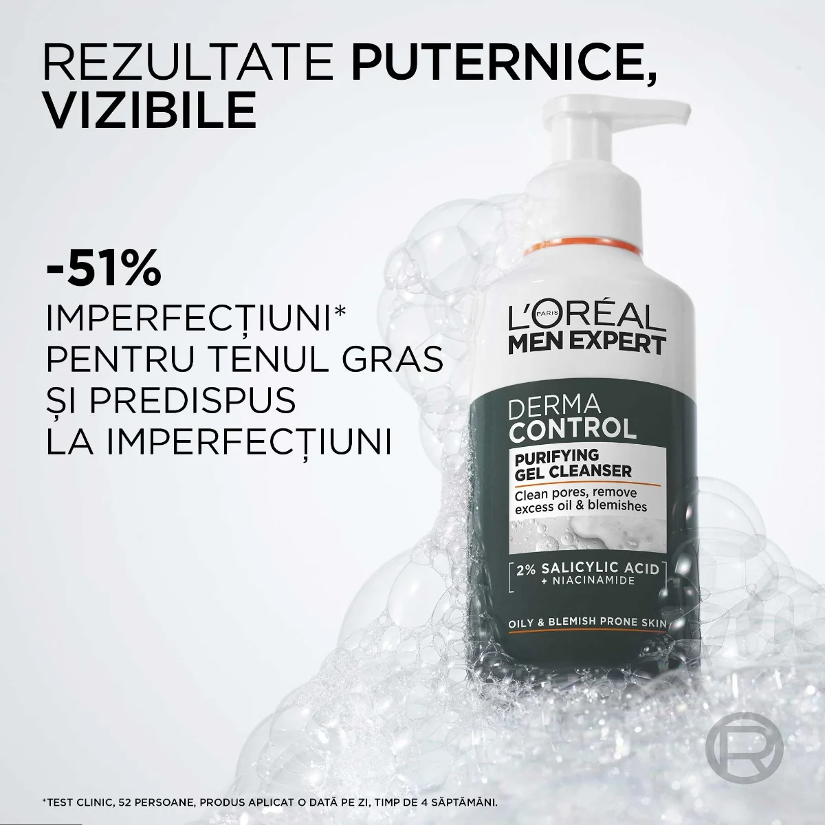 Gel de curatare pentru ten gras cu 2% acid salicilic si niacinamida, 260ml, L'oreal Men Expert