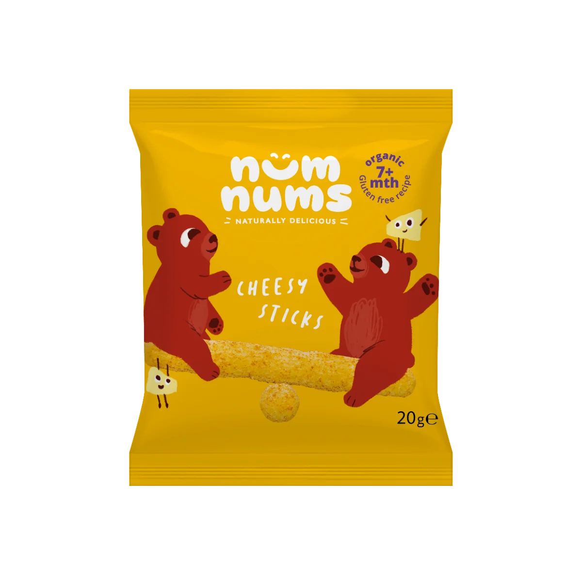 Sticksuri cu branza Bio, + 7 luni, 20g, Num Nums