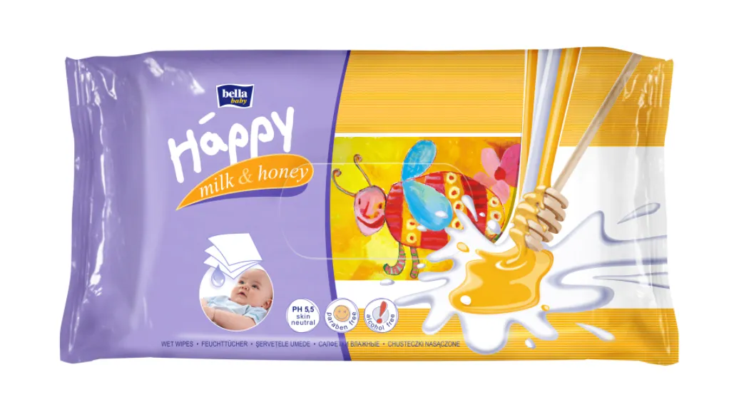 Servetele umede Happy Milk & Honey, 64 bucati, Bella Baby