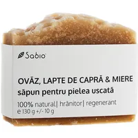 Sapun natural pentru pielea uscata cu ovaz + lapte de capra si miere, 130g, Sabio