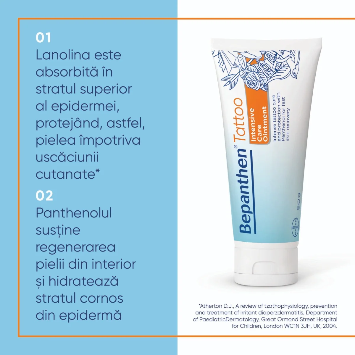 Unguent pentru ingrijirea tatuajelor Bepanthen Tattoo, 50g, Bayer