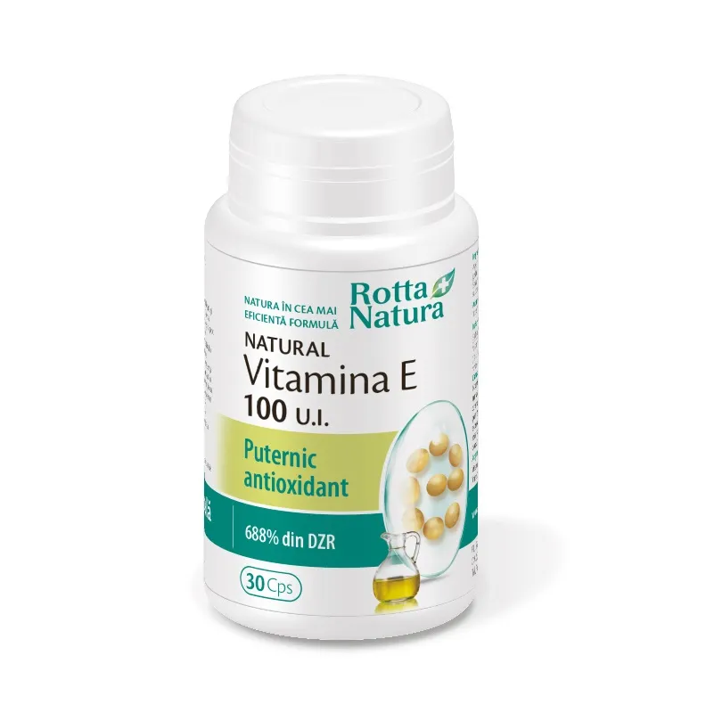 Vitamina E naturala 100UI, 30 capsule, Rotta Natura