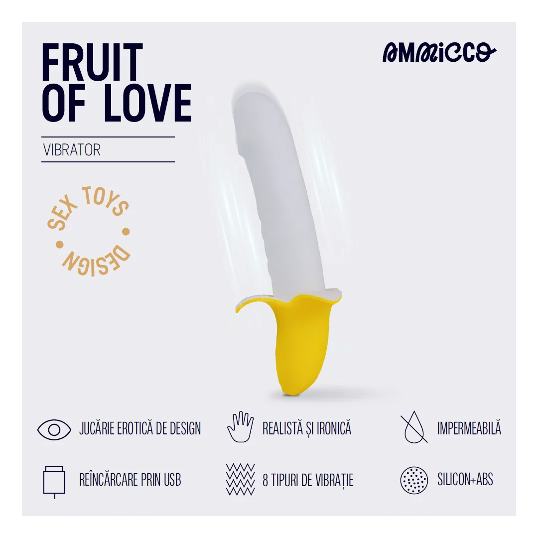 Vibrator cu 8 frecvente de vibratie pentru punctul A si G Fruit of Love, 1 bucata, Ammicco